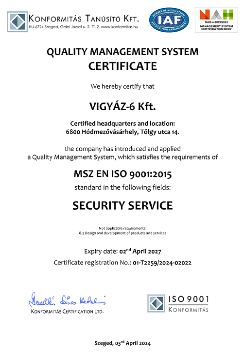Quality Managment System CERTIFICATE